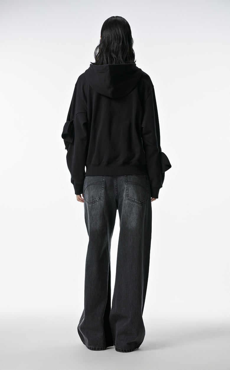 Sweatershirt / JNBY Playful Three-Dimensional Bow-Knot Hooded Loose Fit Sweatershirt