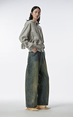 Sweatershirt / JNBY Playful Three-Dimensional Bow-Knot Hooded Loose Fit Sweatershirt