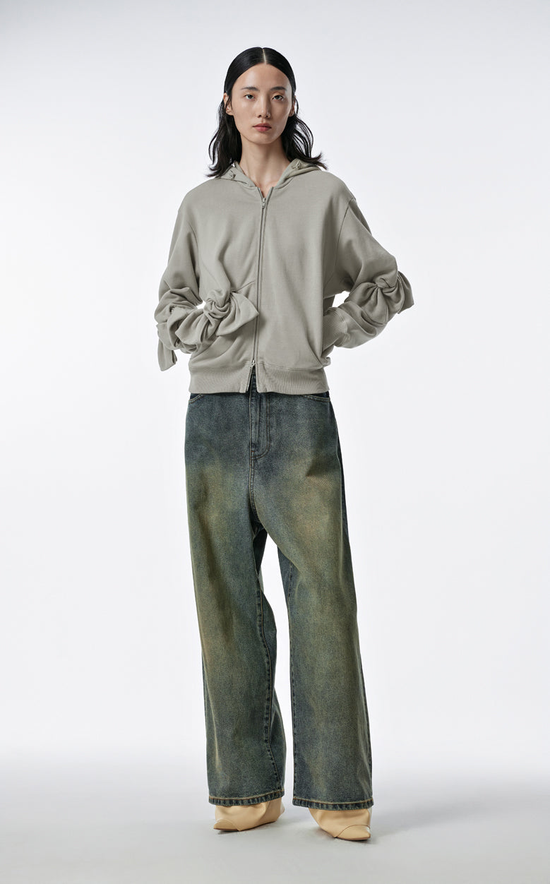 Sweatershirt / JNBY Playful Three-Dimensional Bow-Knot Hooded Loose Fit Sweatershirt