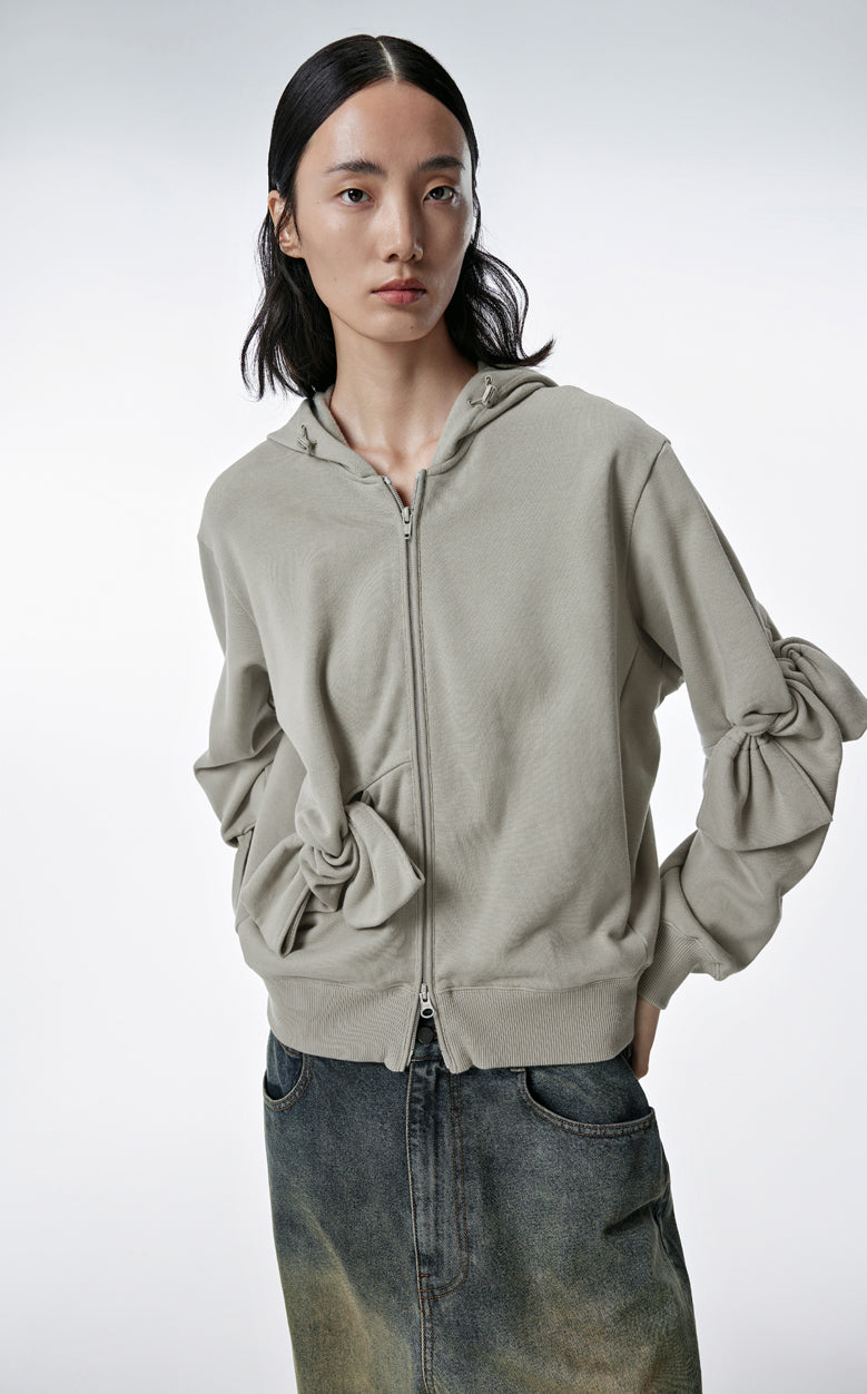 Sweatershirt / JNBY Playful Three-Dimensional Bow-Knot Hooded Loose Fit Sweatershirt