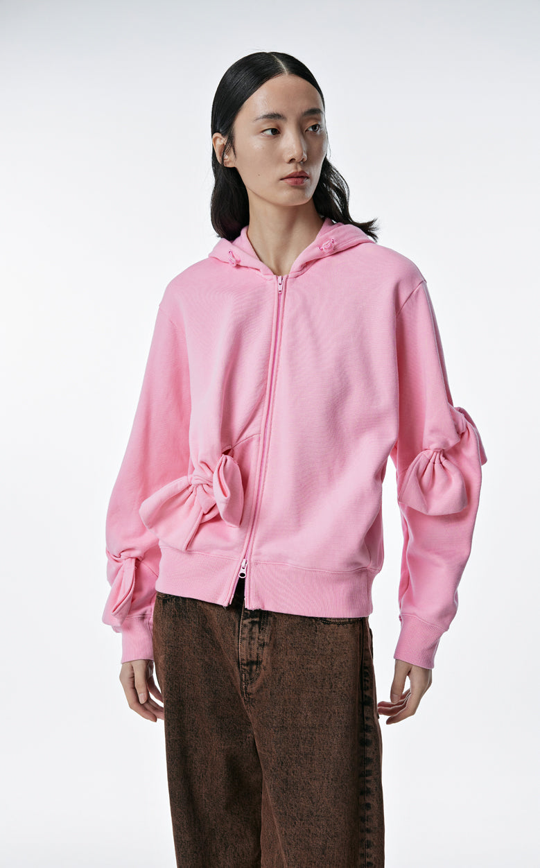 Sweatershirt / JNBY Playful Three-Dimensional Bow-Knot Hooded Loose Fit Sweatershirt