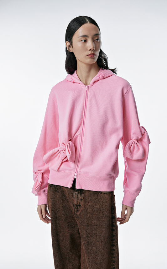 Sweatershirt / JNBY Playful Three-Dimensional Bow-Knot Hooded Loose Fit Sweatershirt