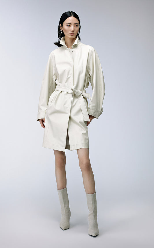 Coat / JNBY Polyurethane Leather Long Coat