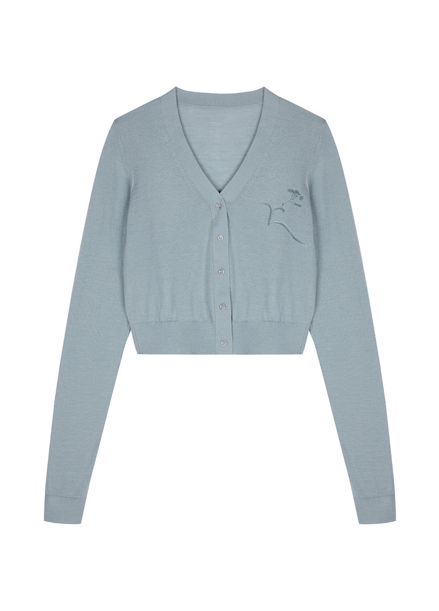 Sweater / Su Embroidery X JNBY V-neck Wool Cardigan Sweater