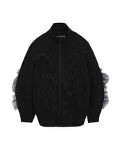 Sweater / JNBY Relaxed Wool Cardigan in Mesh Design