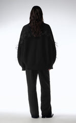 Sweater / JNBY Relaxed Wool Cardigan in Mesh Design