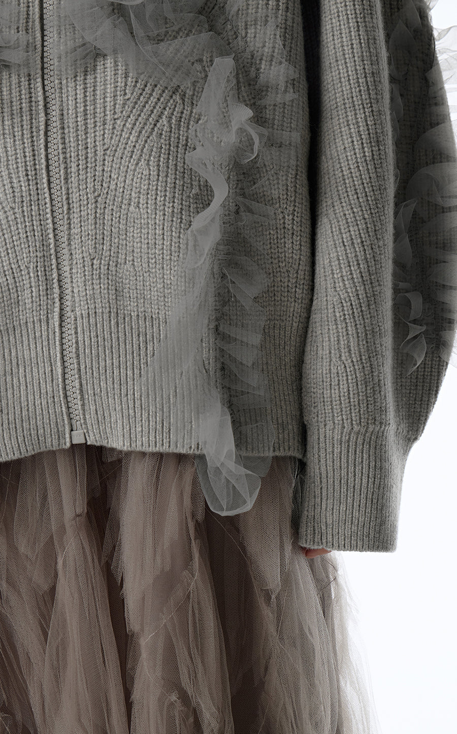 Sweater / JNBY Relaxed Wool Cardigan in Mesh Design