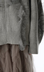 Sweater / JNBY Relaxed Wool Cardigan in Mesh Design