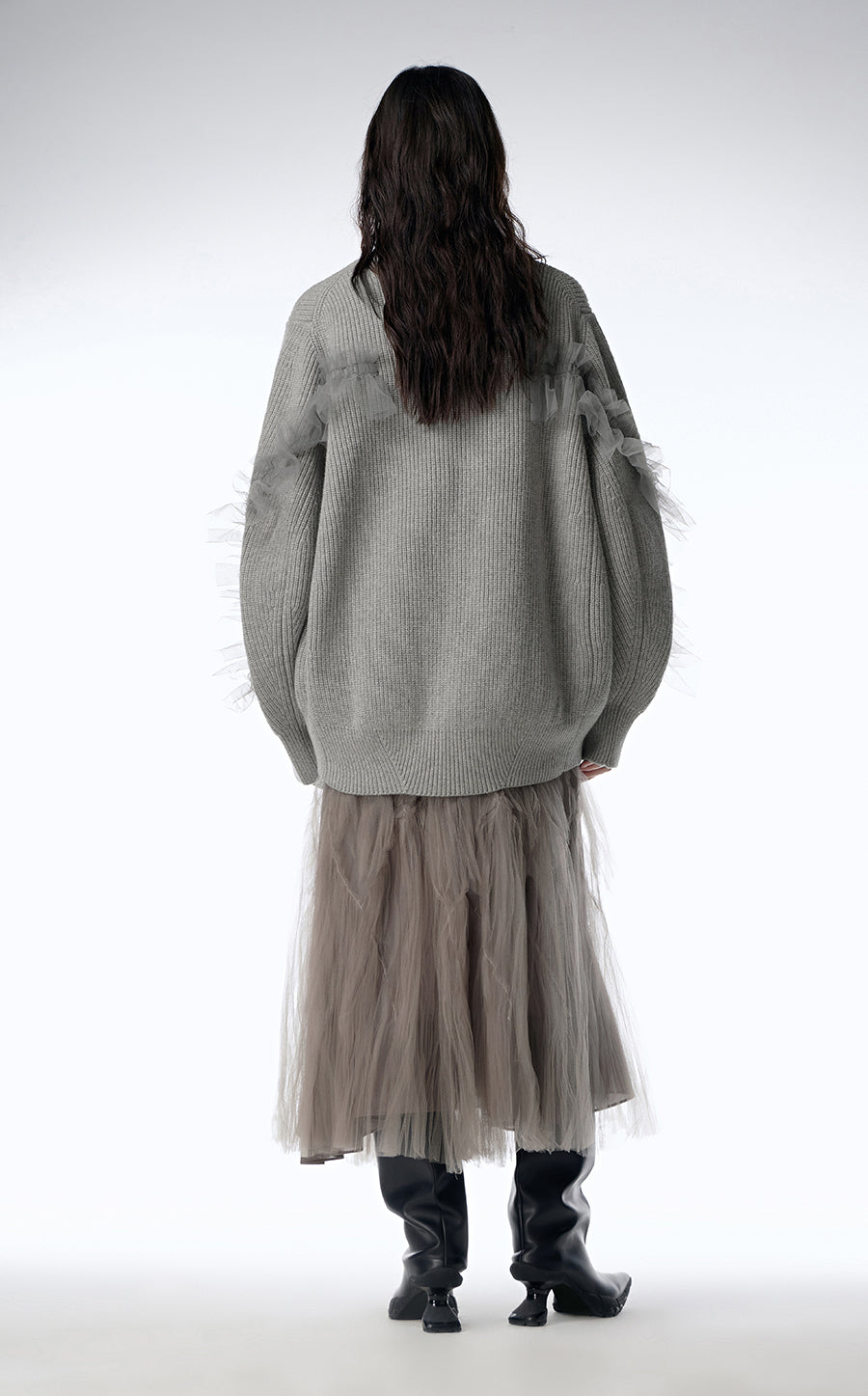 Sweater / JNBY Relaxed Wool Cardigan in Mesh Design