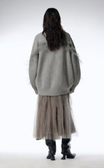 Sweater / JNBY Relaxed Wool Cardigan in Mesh Design