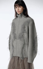 Sweater / JNBY Relaxed Wool Cardigan in Mesh Design