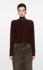 Sweater / JNBY Cropped Rabbit Fur-Wool Cardigan