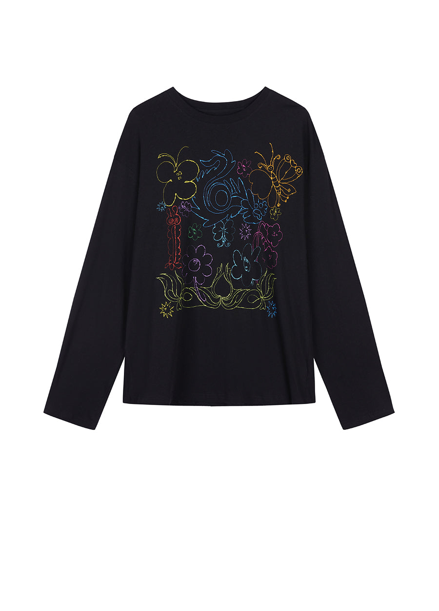 T-shirt / (ESG) JNBY Long-sleeve T-shirt in Floral Pattern£¨Spring 24£©