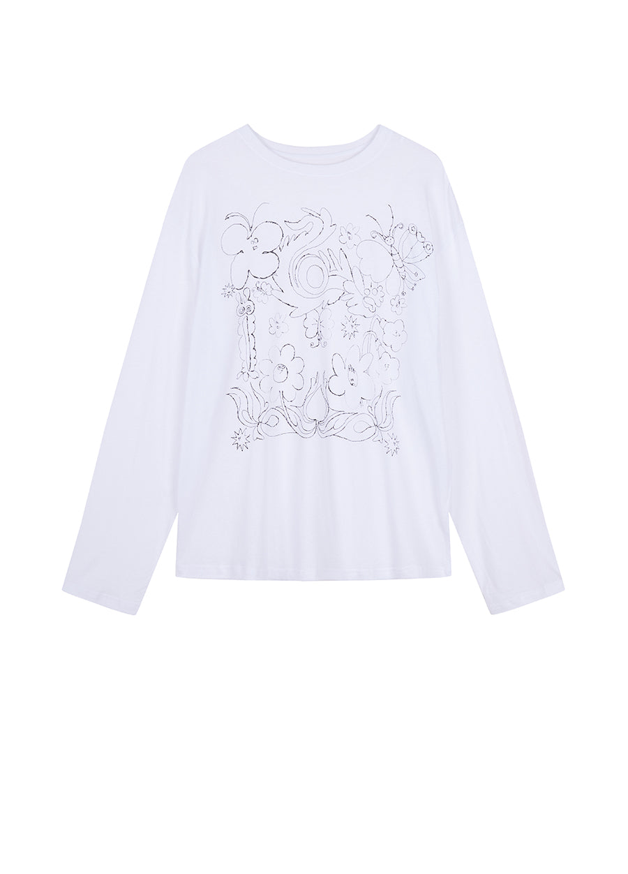 T-shirt / (ESG) JNBY Long-sleeve T-shirt in Floral Pattern£¨Spring 24£©