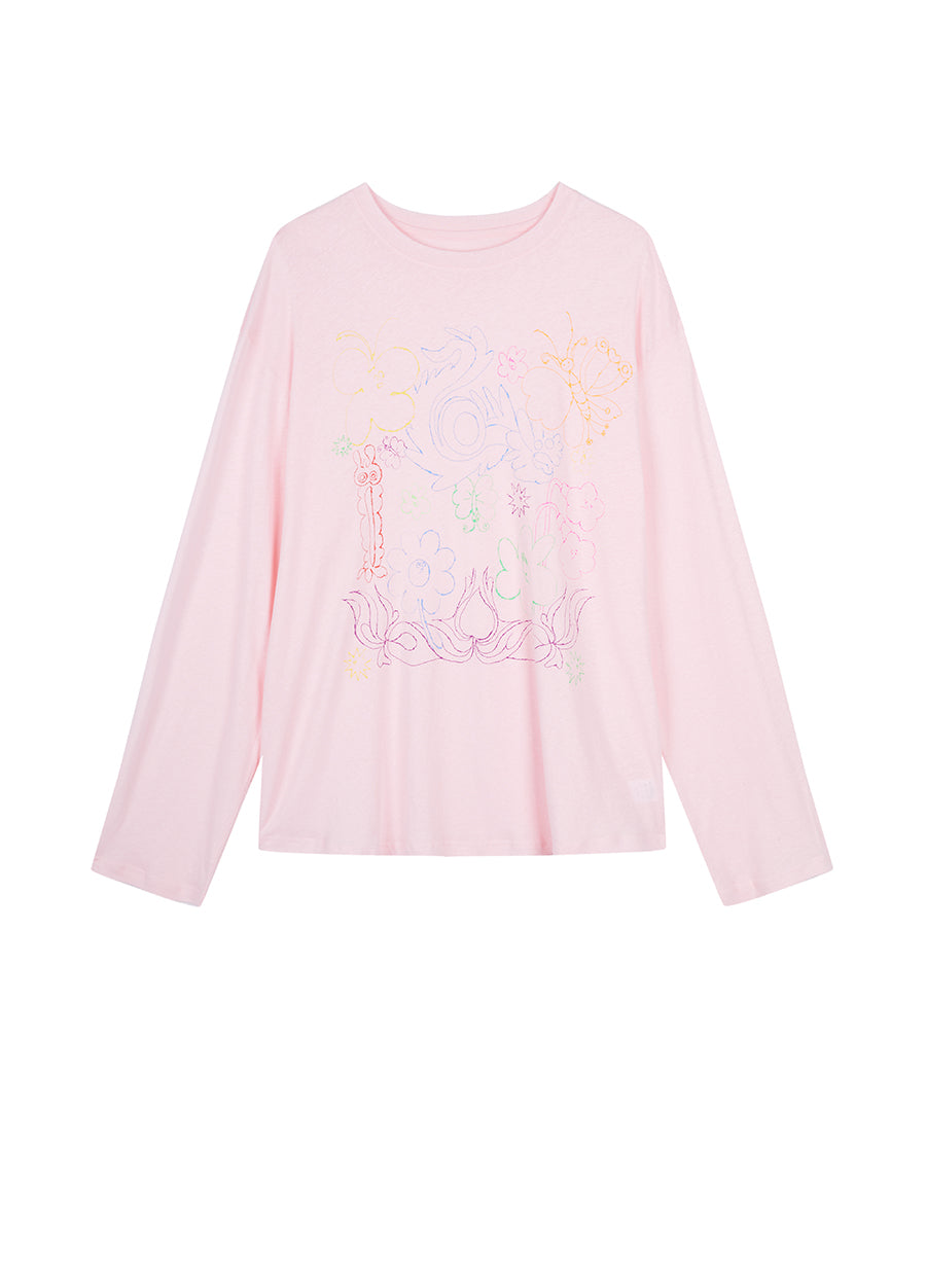 T-shirt / (ESG) JNBY Long-sleeve T-shirt in Floral Pattern£¨Spring 24£©