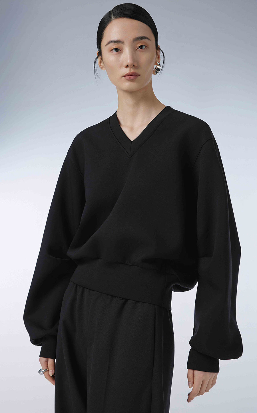 Sweatershirt / JNBY V-neck Cotton-blend Lyocell Sweatershirt£¨Spring 24£©