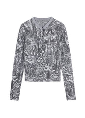 Sweater / JNBY Slim-fit Miao-inspired Prints Cardigan