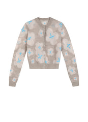 Sweater / JNBY Slim-fit Floral Prints Cropped Cardigan