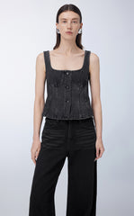 Vest / JNBY Cropped Cotton Denim Vest