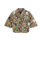 Shirt / JNBY Floral-print Cropped Short-sleeve Shirt