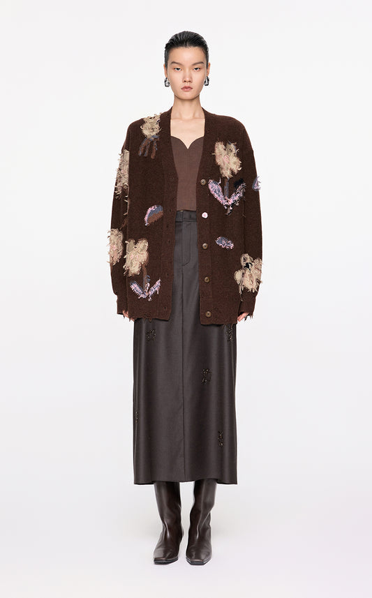 Sweater / JNBY Floral Pattern V-neck Cardigan