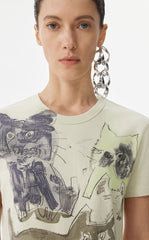 T-shirt / JNBY Playful Cat Graphic Cotton T-Shirt