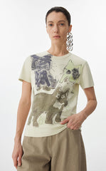 T-shirt / JNBY Playful Cat Graphic Cotton T-Shirt