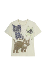 T-shirt / JNBY Playful Cat Graphic Cotton T-Shirt