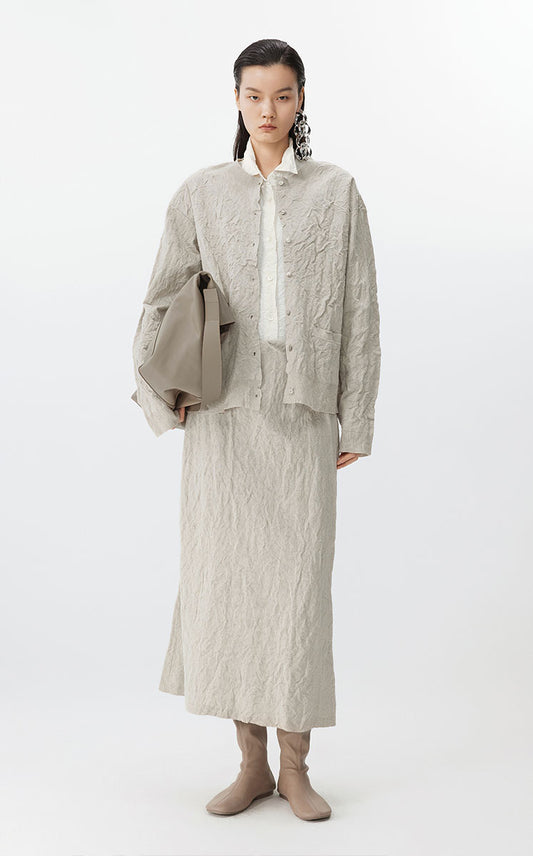 Sweater / JNBY Textured Crease Knit Cardigan