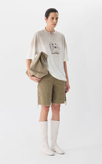 Pants / JNBY Frayed Hem Wide-Leg Corduroy Shorts