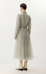 Dress / JNBY A-Line Mesh Long-Sleeve Dress-2-in-1 Design