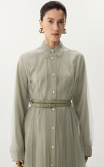 Dress / JNBY A-Line Mesh Long-Sleeve Dress-2-in-1 Design