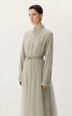 Dress / JNBY A-Line Mesh Long-Sleeve Dress-2-in-1 Design