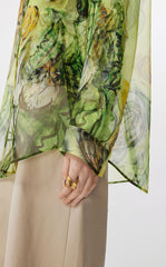 Shirt / JNBY Hand-Painted Floral Silk Blouse