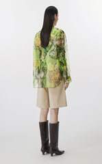 Shirt / JNBY Hand-Painted Floral Silk Blouse