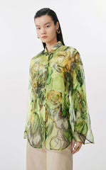 Shirt / JNBY Hand-Painted Floral Silk Blouse