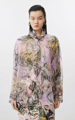 Shirt / JNBY Hand-Painted Floral Silk Blouse