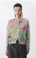 Sweater / JNBY Watercolor Floral Cropped Cardigan