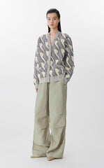 Sweater / JNBY Geometric Pattern Midi Knit Cardigan