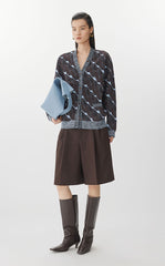 Sweater / JNBY Geometric Pattern Midi Knit Cardigan