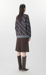 Sweater / JNBY Geometric Pattern Midi Knit Cardigan
