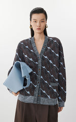 Sweater / JNBY Geometric Pattern Midi Knit Cardigan