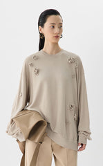 Sweatshirt/ JNBY 3D Floral Fringe Sweatshirt