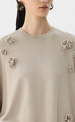 Sweatshirt/ JNBY 3D Floral Fringe Sweatshirt