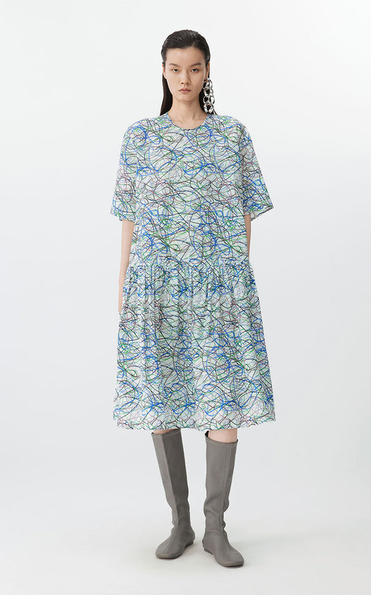 Dress / JNBY Urban Line Print Silk-viscose Dress