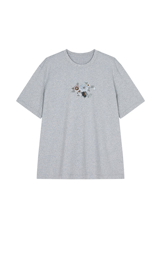 T-Shirt / JNBY Beaded Floral Cotton Tee