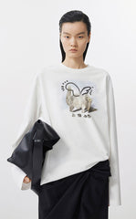 T-Shirt / JNBY Relaxed-Fit Ceramic Cat Long Sleeve Tee