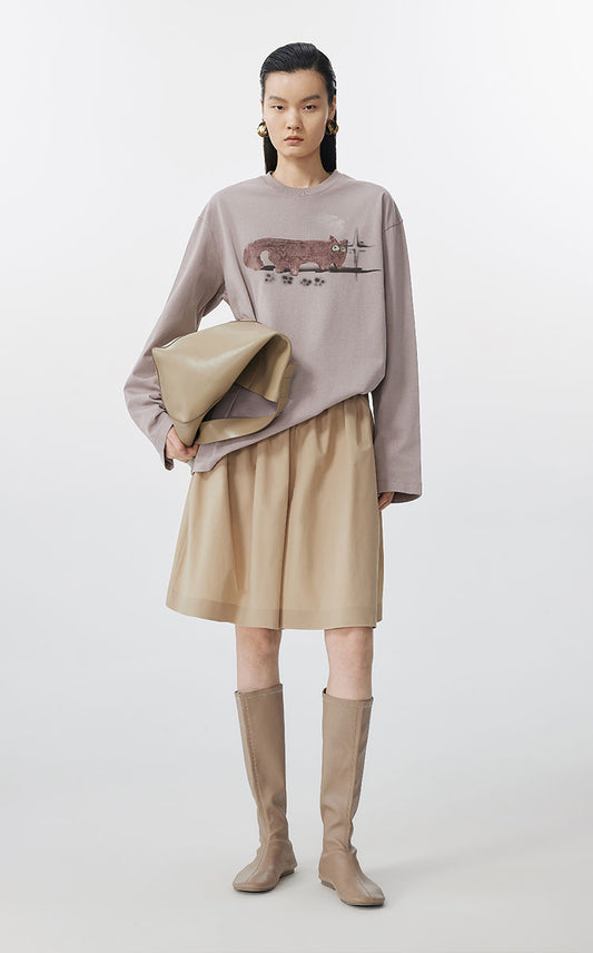 T-Shirt / JNBY Relaxed-Fit Ceramic Cat Long Sleeve Tee