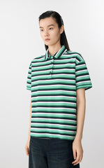 T-Shirt / JNBY Striped Cotton Relaxed Polo Tee