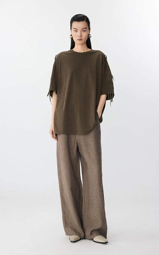 T-Shirt / JNBY Oversized Cotton Tie-Detail Tee